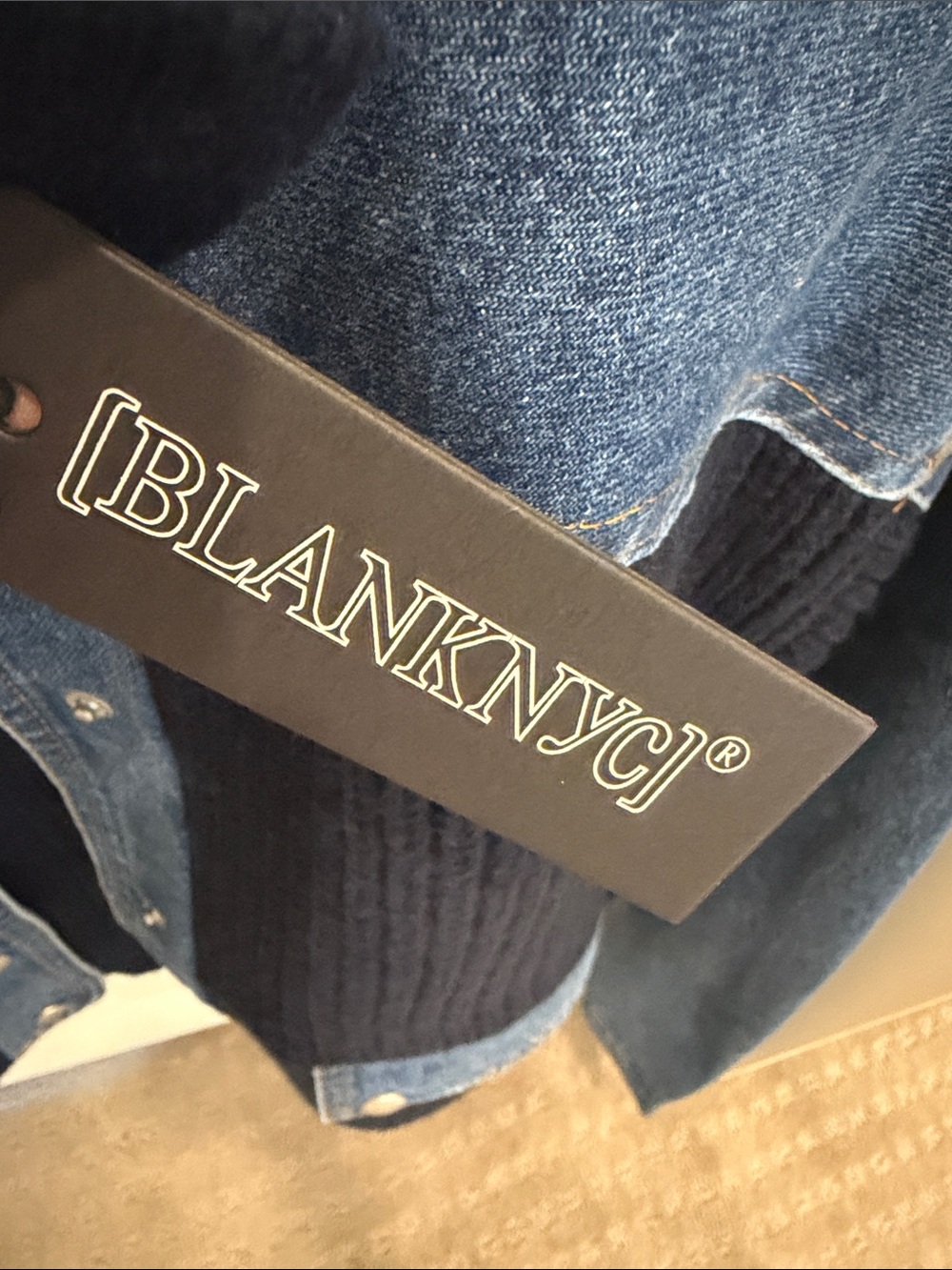Blank NYC Navy Knit and Light Blue Denim Mixed-Media Jacket - Picture 5 of 5